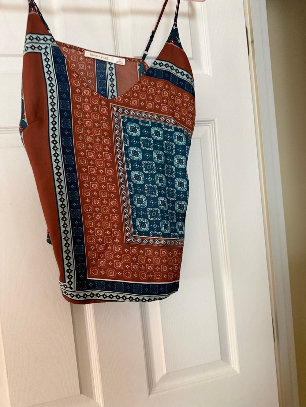 Women's Rust and Teal Patterned Top